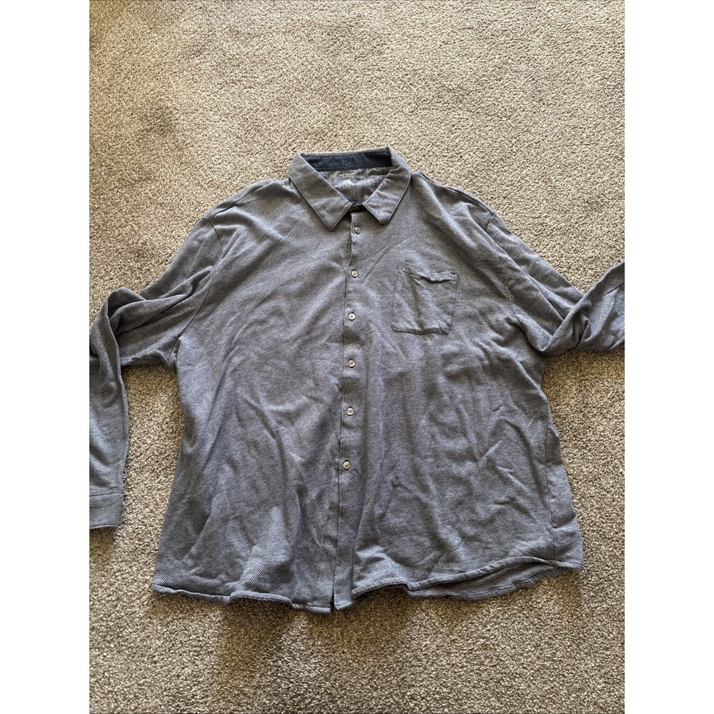 Mens Van Heusen Never‎ Tuck Blue Long Sleeve Button Up Shirt Size 4XL